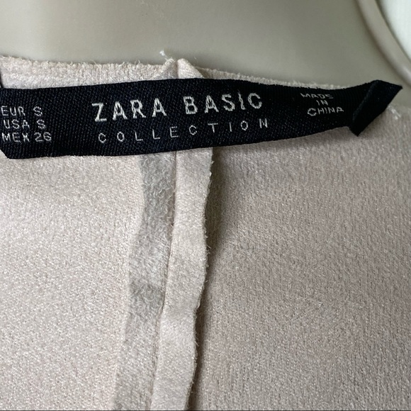 Zara Basic Open Front Drape Jacket Faux  Suede Cream   Size Small - Picture 8 of 9